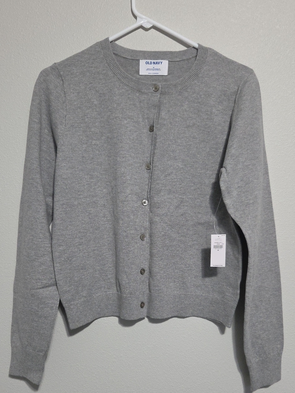 Old Navy Light Gray Crewneck Button-Up Cardigan